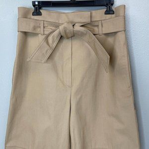 Canossa Pants Size 6 Womens Brown Tie Waist Paperbag Trousers